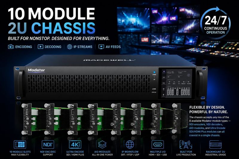 Magewell Modator 10 Module 2U Chassis — 24/7 continuous operation