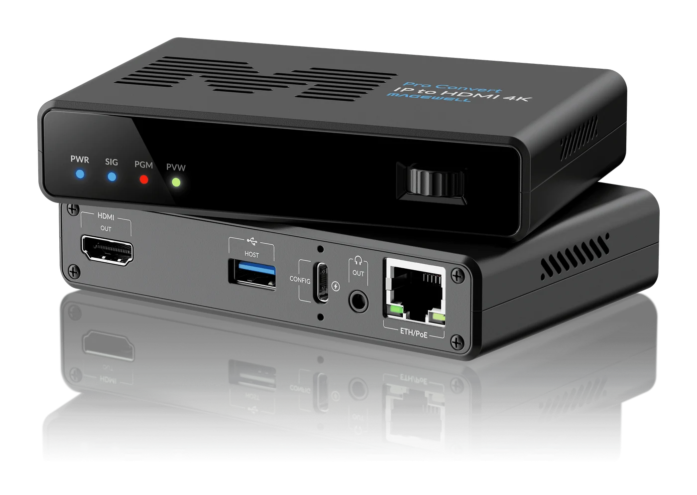 Magewell Pro Convert IP to HDMI 4K — stacked front and rear